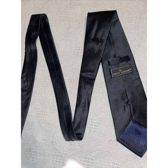 Stacy Adams Men’s Dress Tie Size 57” 4” Solid Black Polyester Business Formal - Picture 10 of 12